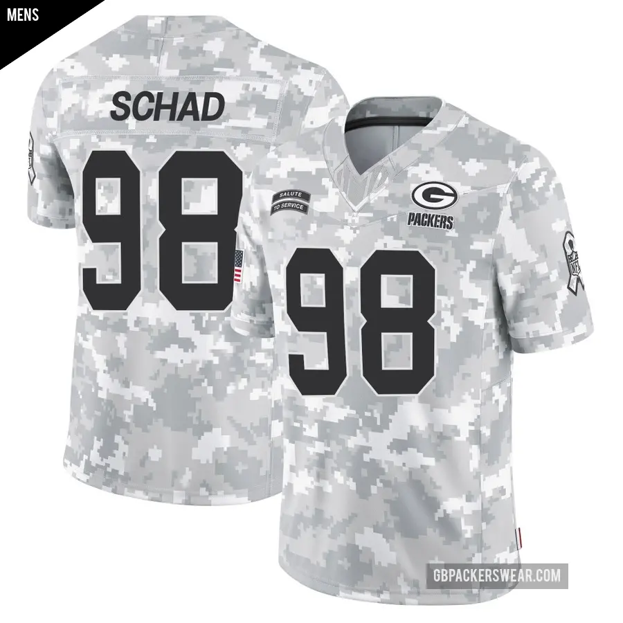 Men's Green Bay Packers ＃98 Keonte Schad Arctic Camo Limited 2024 Salute to Service Jersey