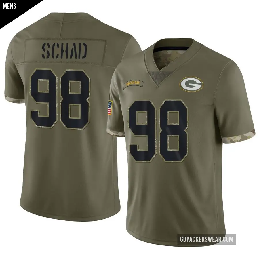 Men's Green Bay Packers ＃98 Keonte Schad Olive Limited 2022 Salute To Service Jersey