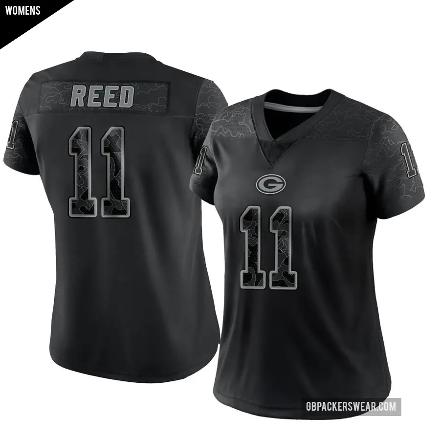 Women's Green Bay Packers ＃11 Jayden Reed Black Limited Reflective Jersey