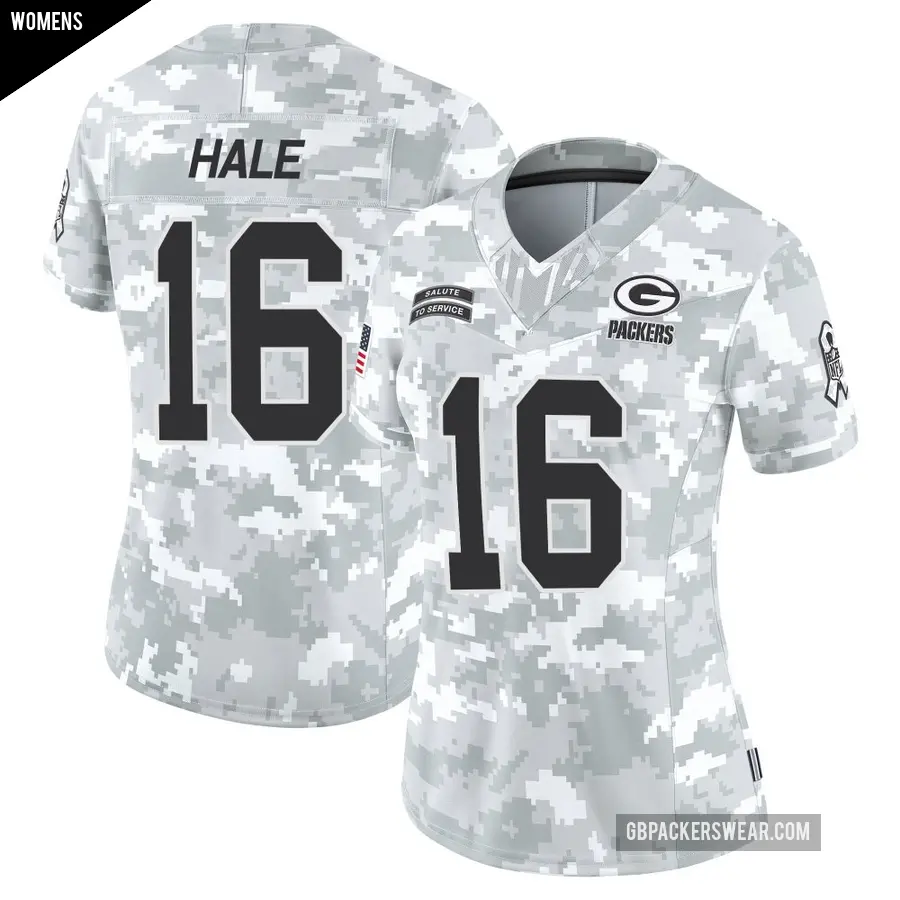 Women's Green Bay Packers ＃16 Alex Hale Arctic Camo Limited 2024 Salute to Service Jersey