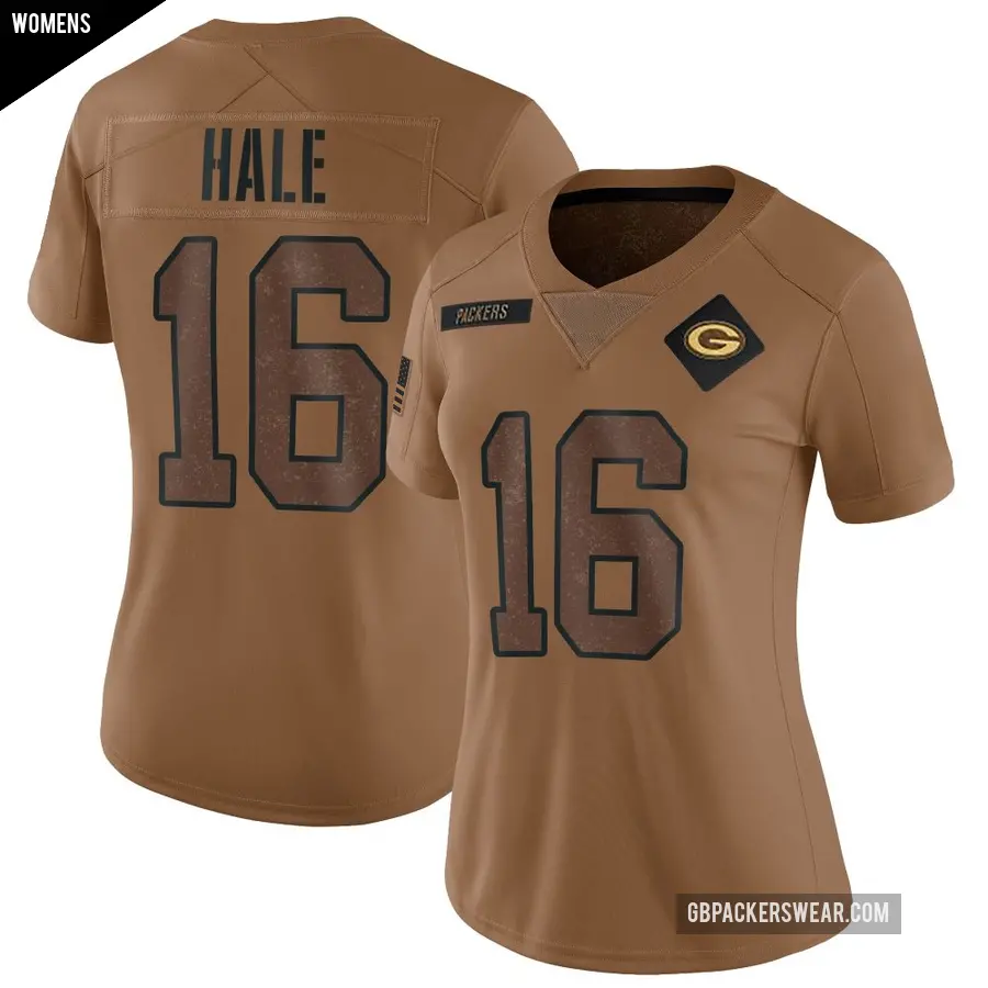 Women's Green Bay Packers ＃16 Alex Hale Brown Limited 2023 Salute To Service Jersey