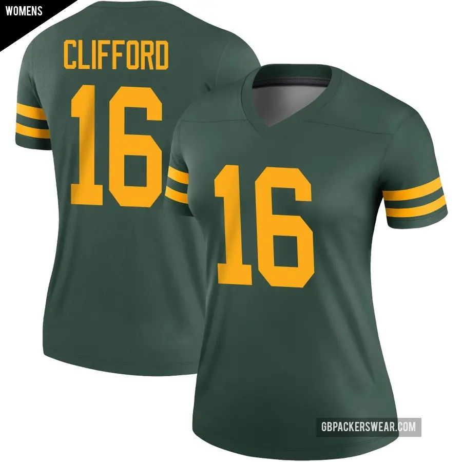 Women's Green Bay Packers ＃16 Sean Clifford Green Legend Alternate Jersey