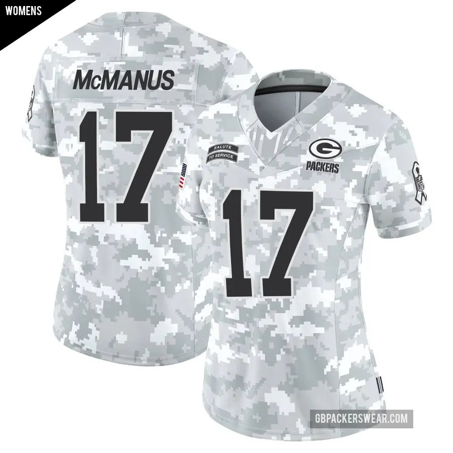 Women's Green Bay Packers ＃17 Brandon McManus Arctic Camo Limited 2024 Salute to Service Jersey