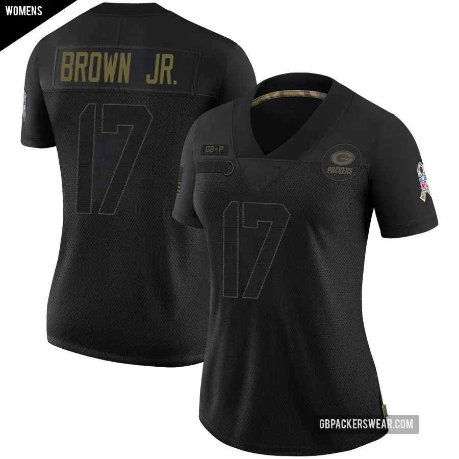Women's Green Bay Packers ＃17 Sam Brown Jr. Black Limited 2020 Salute To Service Jersey