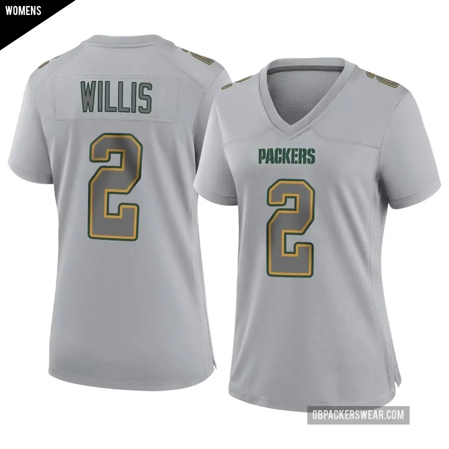Women's Green Bay Packers ＃2 Malik Willis Gray Game Atmosphere Fashion Jersey