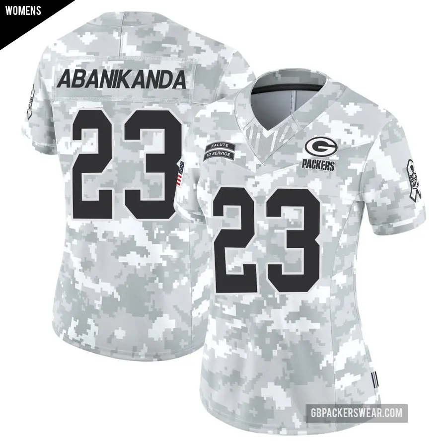Women's Green Bay Packers ＃23 Israel Abanikanda Arctic Camo Limited 2024 Salute to Service Jersey