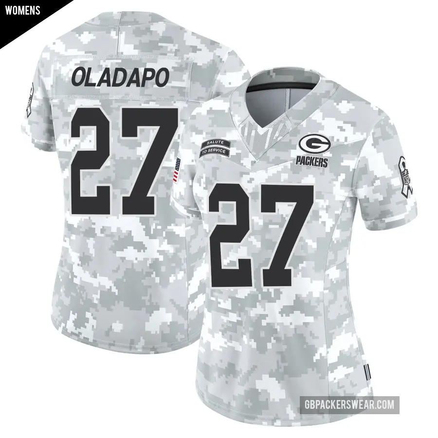 Women's Green Bay Packers ＃27 Kitan Oladapo Arctic Camo Limited 2024 Salute to Service Jersey
