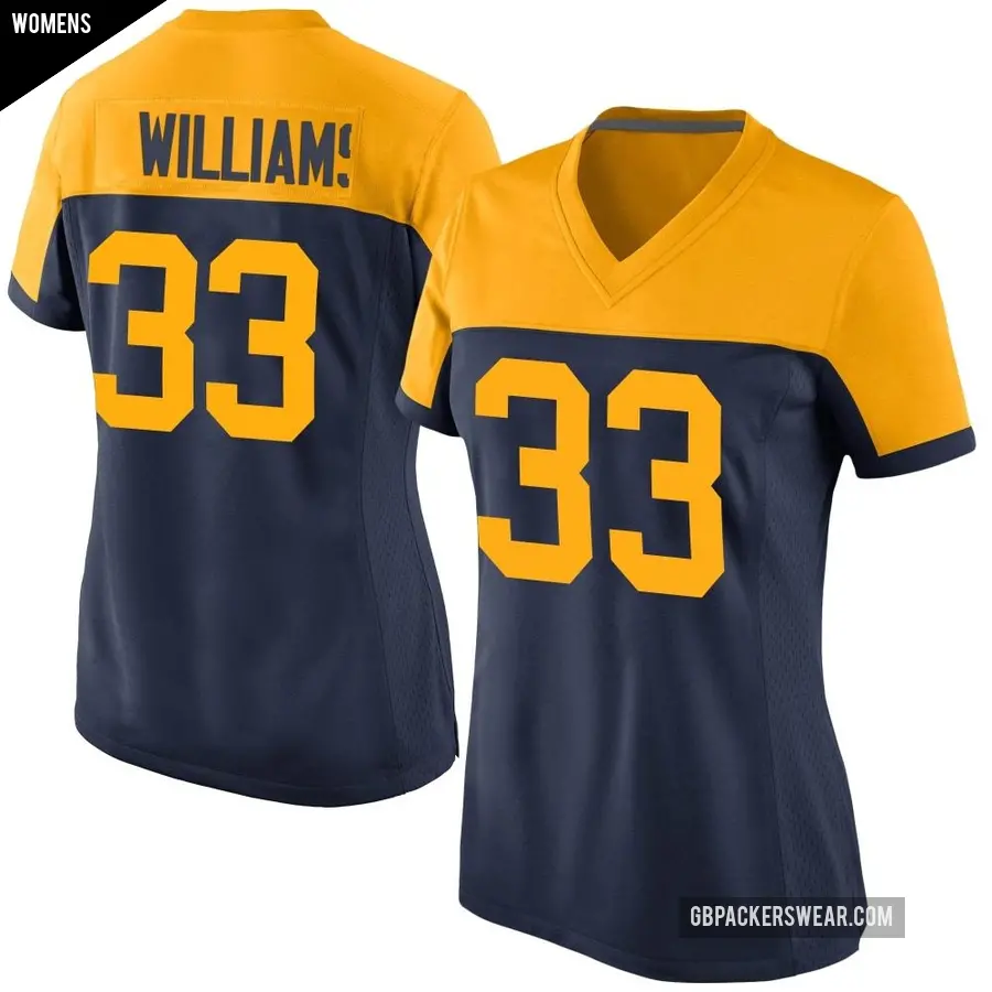 Women's Green Bay Packers ＃33 Evan Williams Navy Game Alternate Jersey