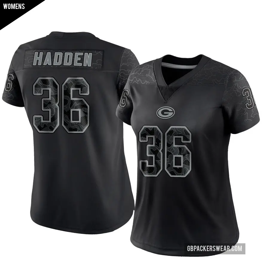 Women's Green Bay Packers ＃36 Kamal Hadden Black Limited Reflective Jersey