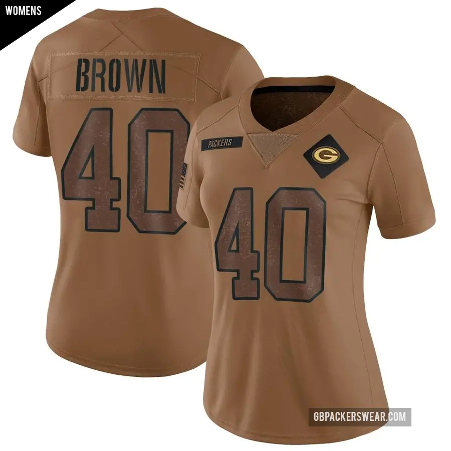 Women's Green Bay Packers ＃40 Omar Brown Brown Limited 2023 Salute To Service Jersey
