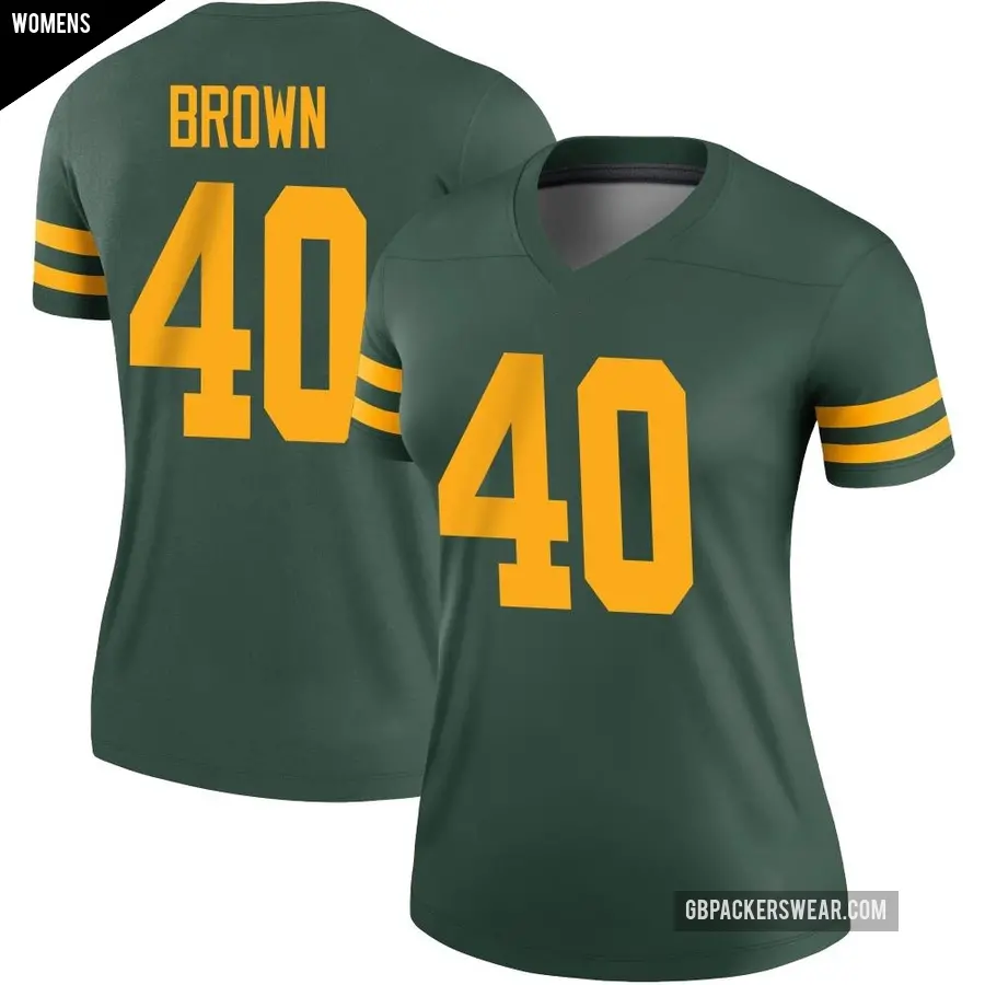 Women's Green Bay Packers ＃40 Omar Brown Green Legend Alternate Jersey