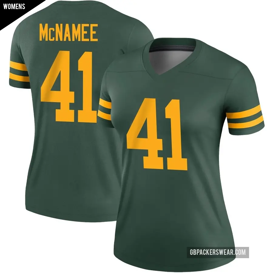 Women's Green Bay Packers ＃41 Mark McNamee Green Legend Alternate Jersey