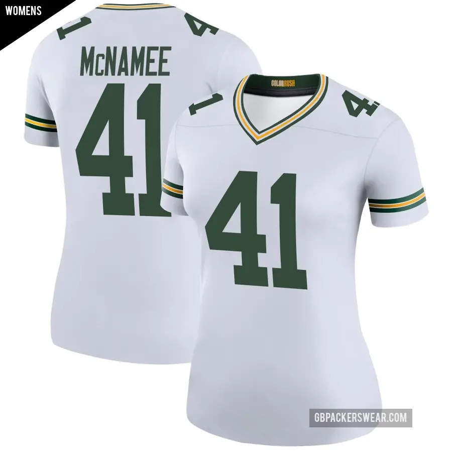 Women's Green Bay Packers ＃41 Mark McNamee White Legend Color Rush Jersey