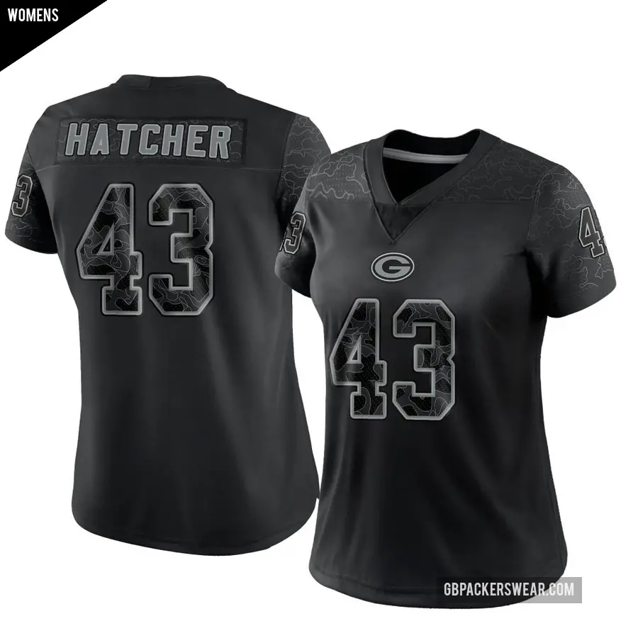 Women's Green Bay Packers ＃43 Broughton Hatcher Black Limited Reflective Jersey