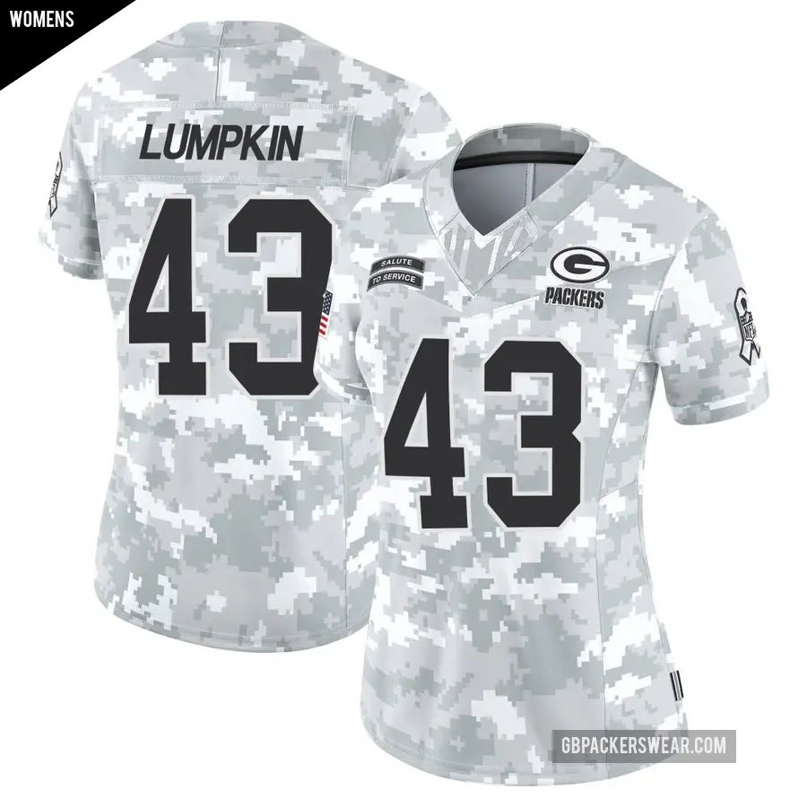 Women's Green Bay Packers ＃43 Johnny Lumpkin Arctic Camo Limited 2024 Salute to Service Jersey