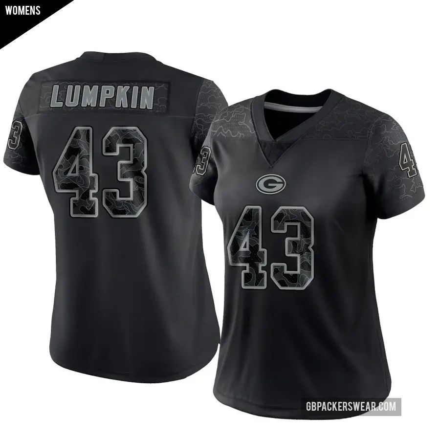 Women's Green Bay Packers ＃43 Johnny Lumpkin Black Limited Reflective Jersey