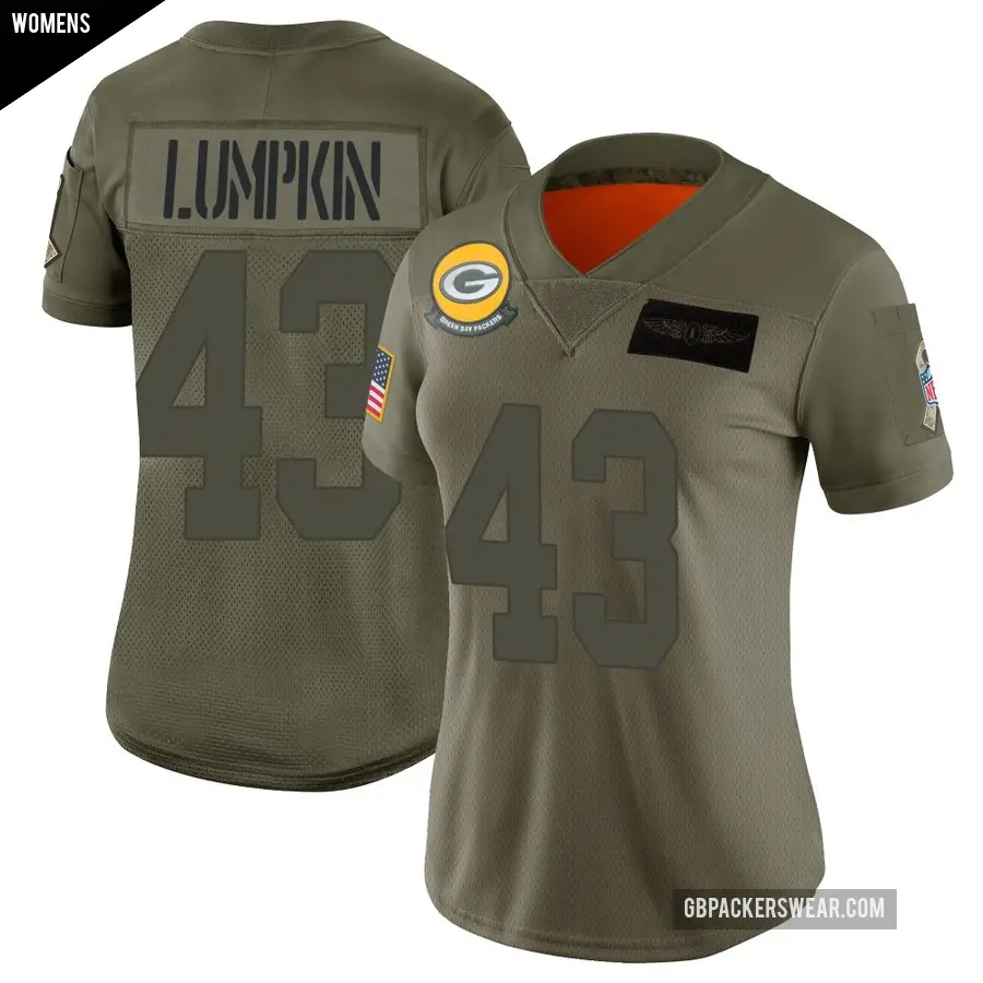 Women's Green Bay Packers ＃43 Johnny Lumpkin Camo Limited 2019 Salute to Service Jersey
