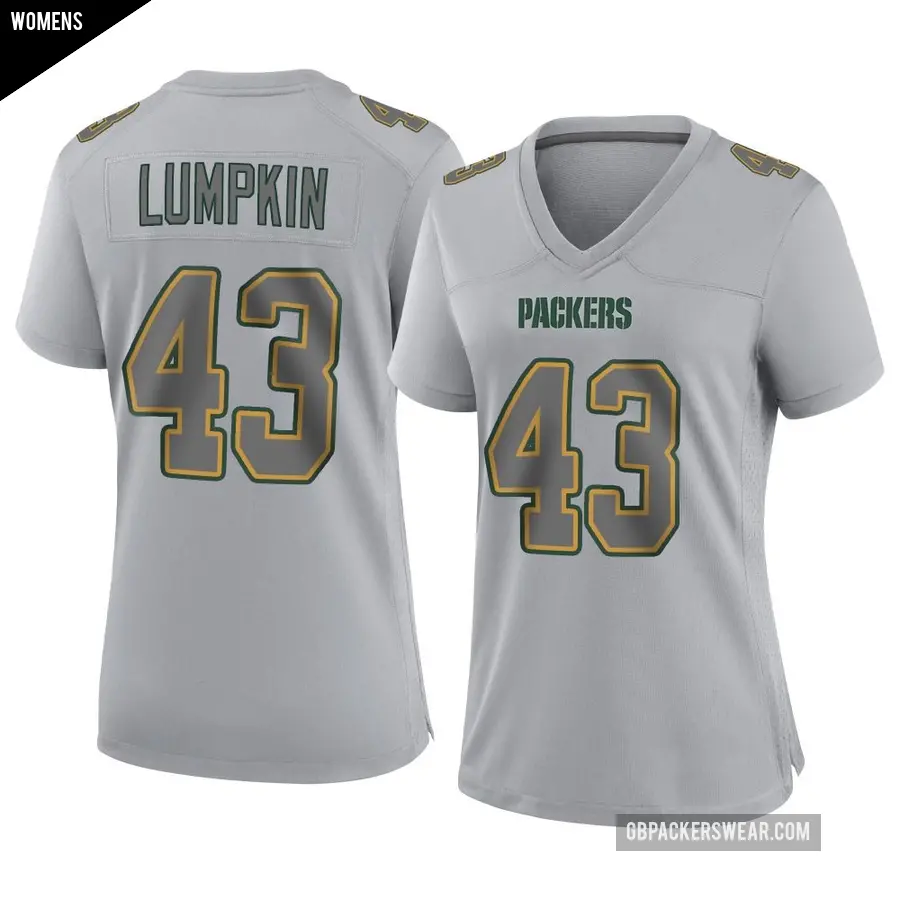 Women's Green Bay Packers ＃43 Johnny Lumpkin Gray Game Atmosphere Fashion Jersey