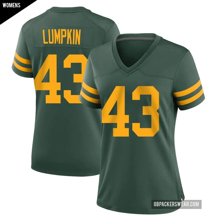 Women's Green Bay Packers ＃43 Johnny Lumpkin Green Game Alternate Jersey