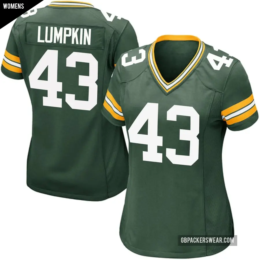 Women's Green Bay Packers ＃43 Johnny Lumpkin Green Game Team Color Jersey