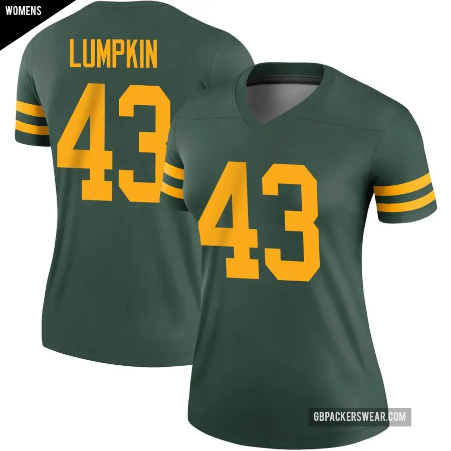 Women's Green Bay Packers ＃43 Johnny Lumpkin Green Legend Alternate Jersey