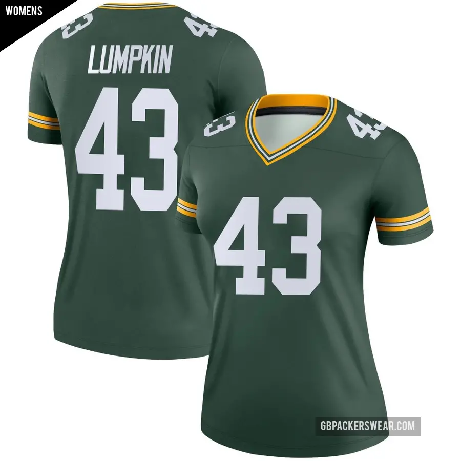 Women's Green Bay Packers ＃43 Johnny Lumpkin Green Legend Jersey