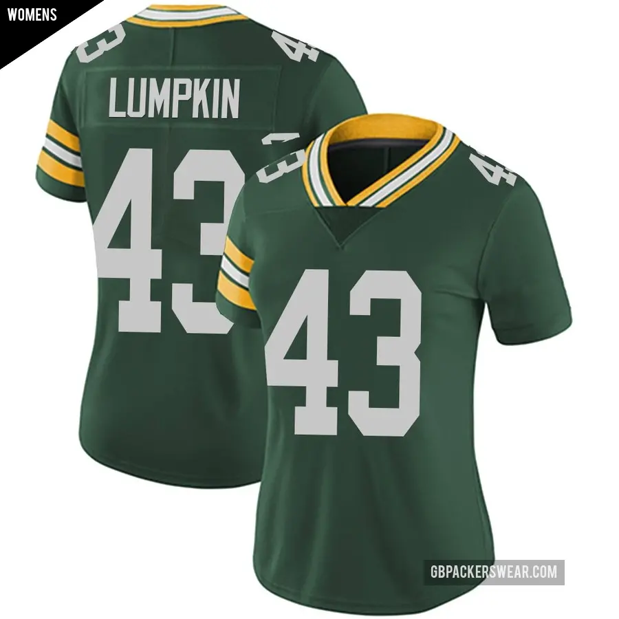 Women's Green Bay Packers ＃43 Johnny Lumpkin Green Limited Team Color Vapor Untouchable Jersey