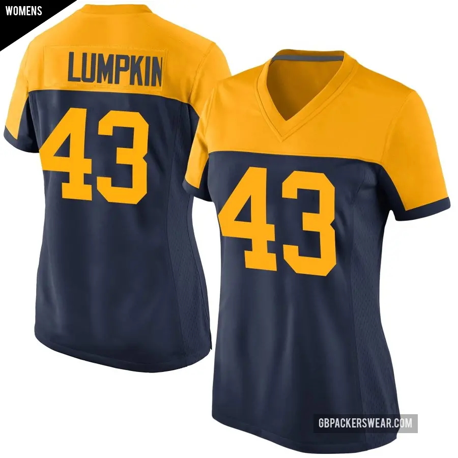 Women's Green Bay Packers ＃43 Johnny Lumpkin Navy Game Alternate Jersey