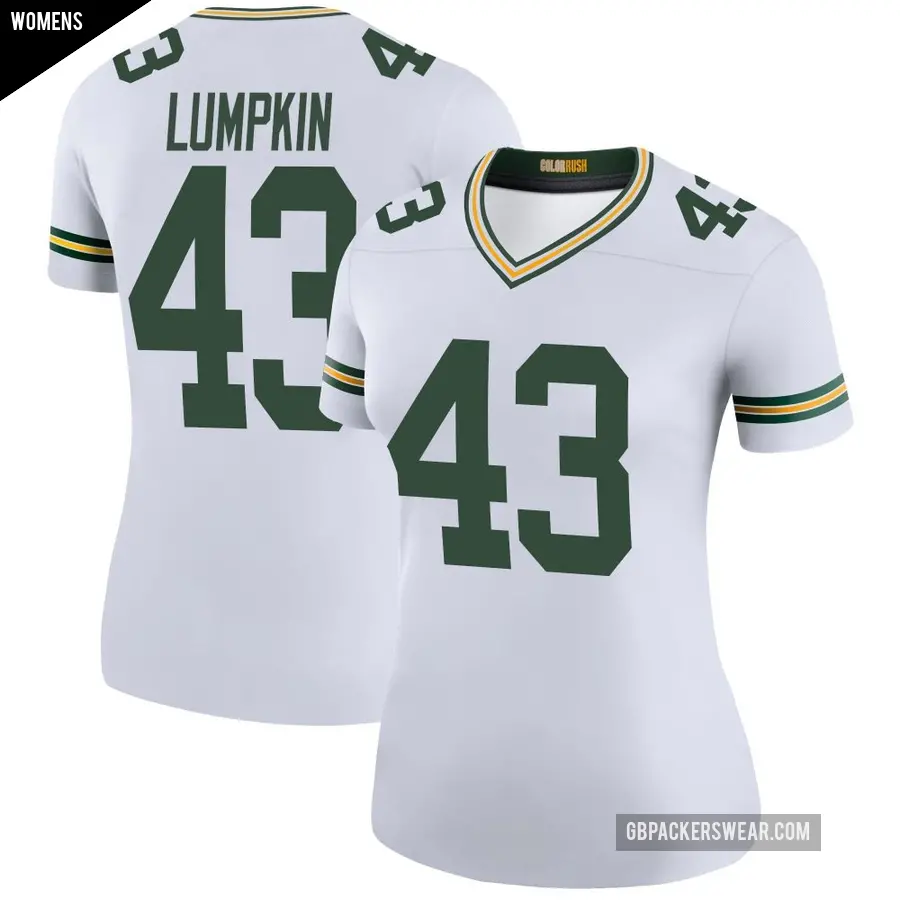 Women's Green Bay Packers ＃43 Johnny Lumpkin White Legend Color Rush Jersey