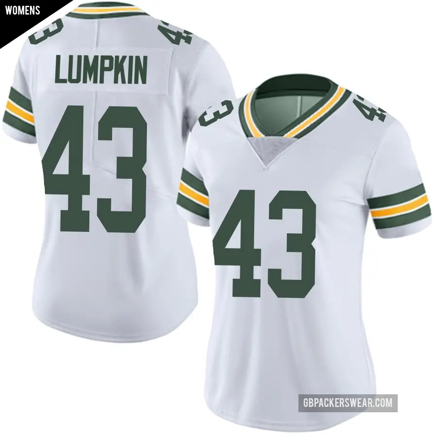 Women's Green Bay Packers ＃43 Johnny Lumpkin White Limited Vapor Untouchable Jersey