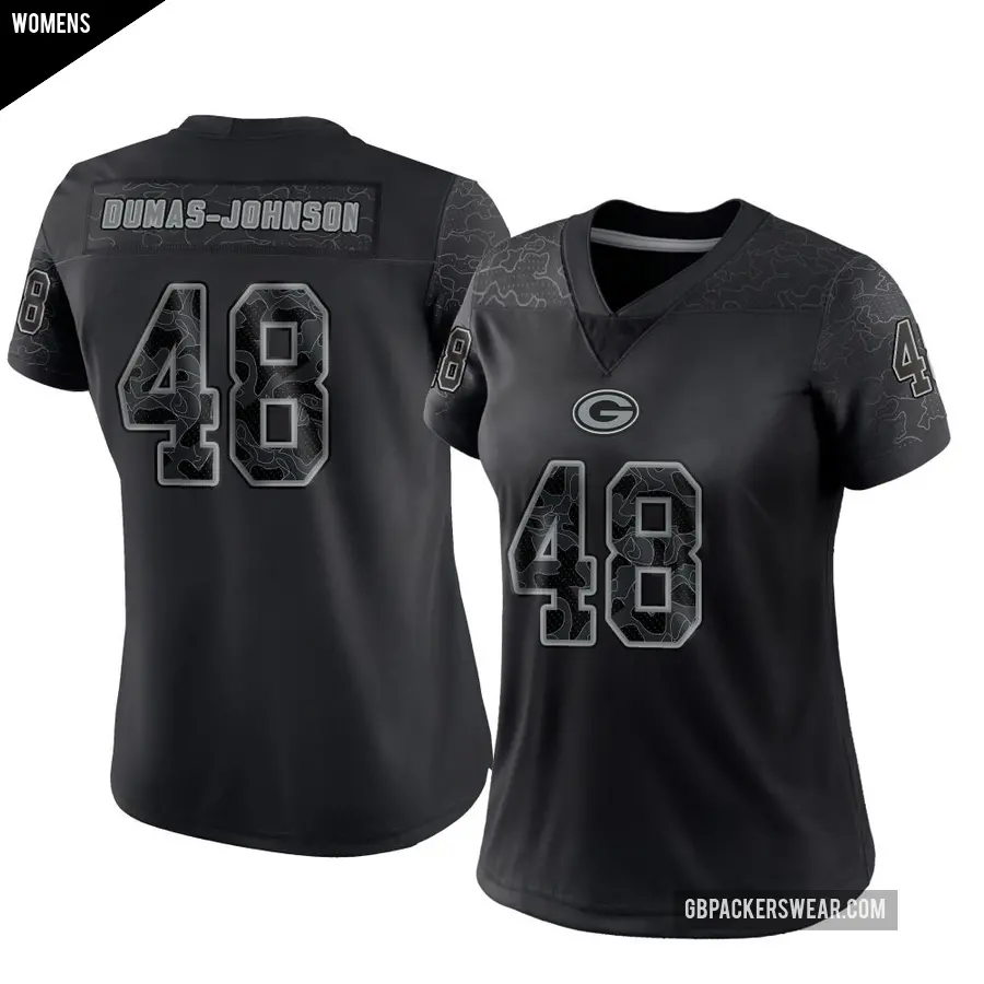 Women's Green Bay Packers ＃48 Jamon Dumas-Johnson Black Limited Reflective Jersey