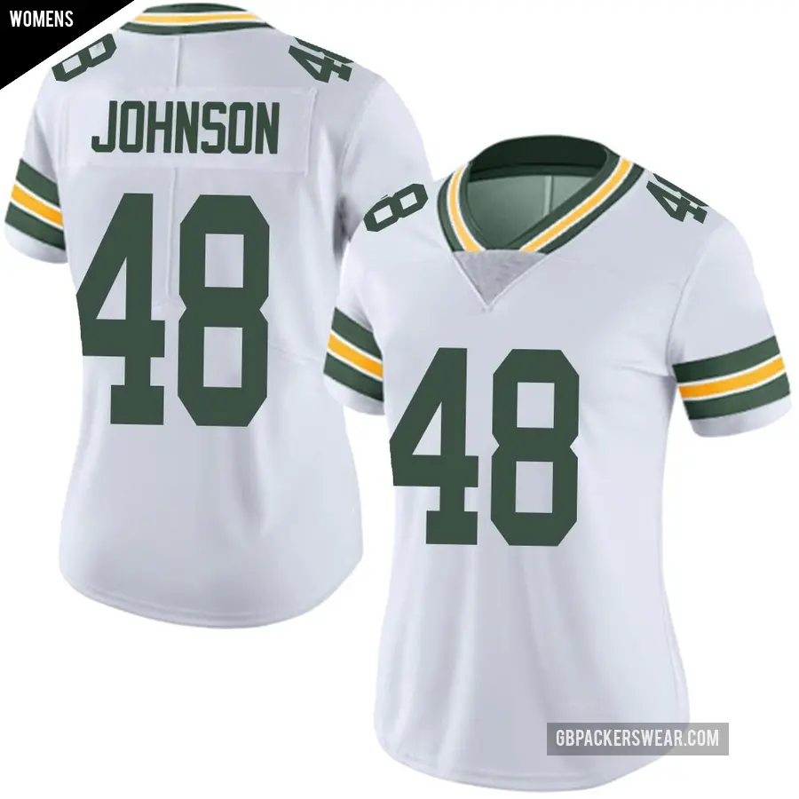Women's Green Bay Packers ＃48 Jamon Johnson White Limited Vapor Untouchable Jersey