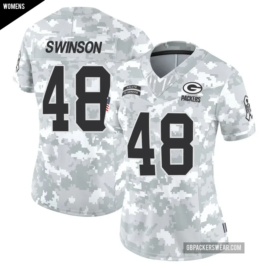 Women's Green Bay Packers ＃48 Messiah Swinson Arctic Camo Limited 2024 Salute to Service Jersey