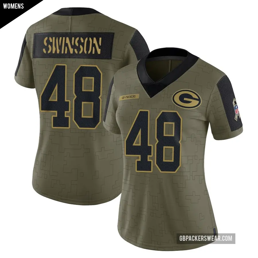Women's Green Bay Packers ＃48 Messiah Swinson Olive Limited 2021 Salute To Service Jersey