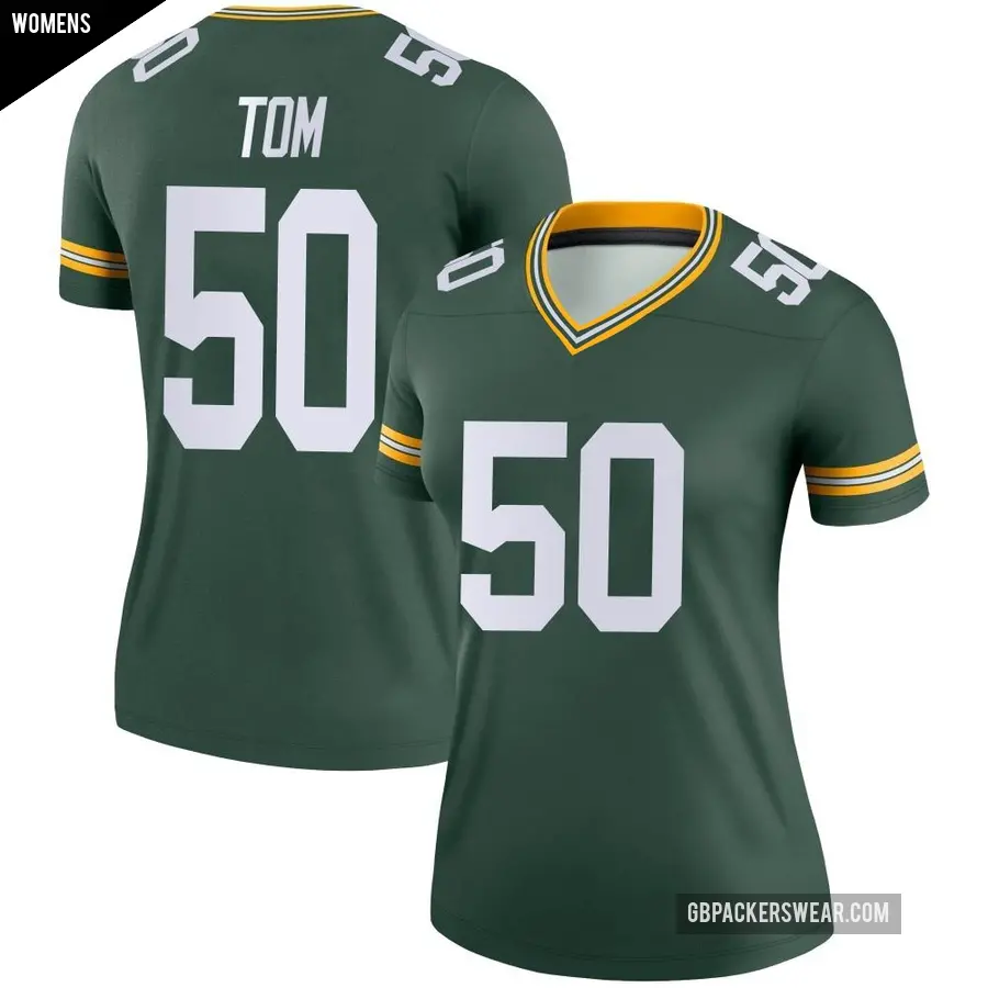 Women's Green Bay Packers ＃50 Zach Tom Green Legend Jersey