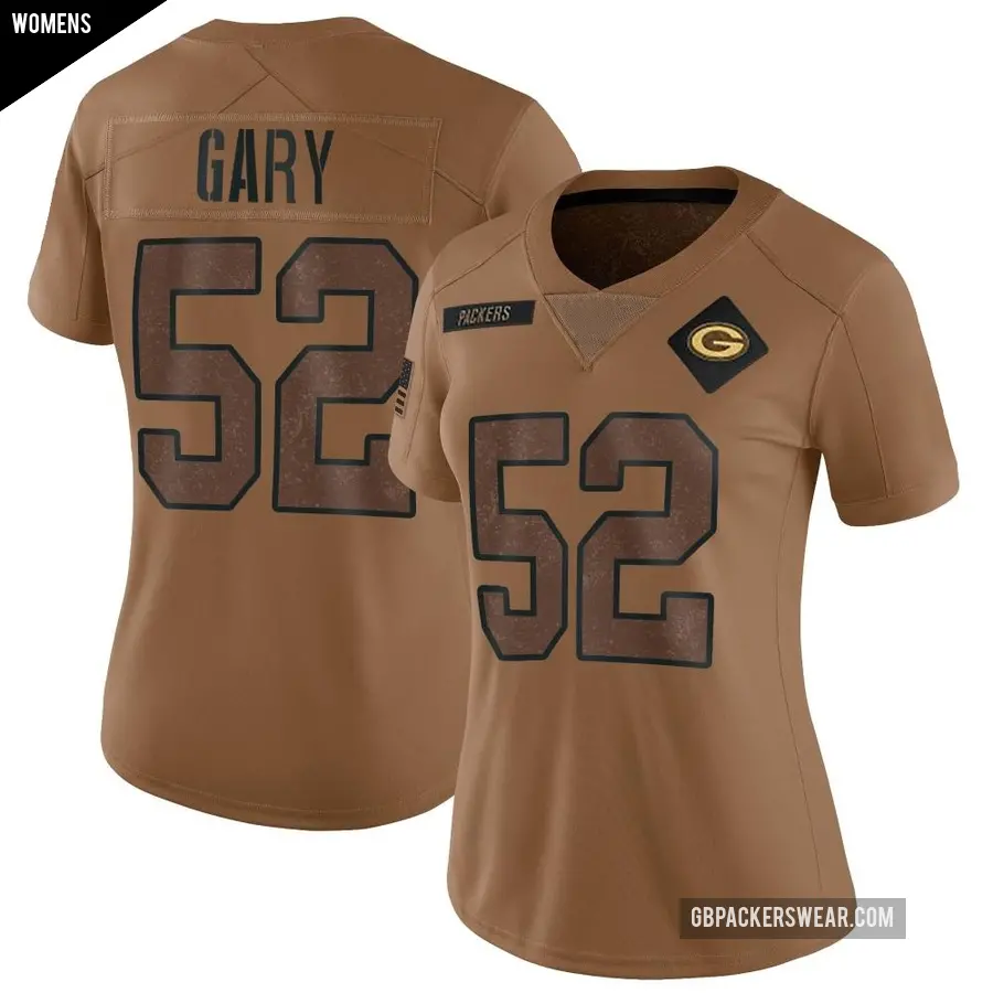 Women's Green Bay Packers ＃52 Rashan Gary Brown Limited 2023 Salute To Service Jersey