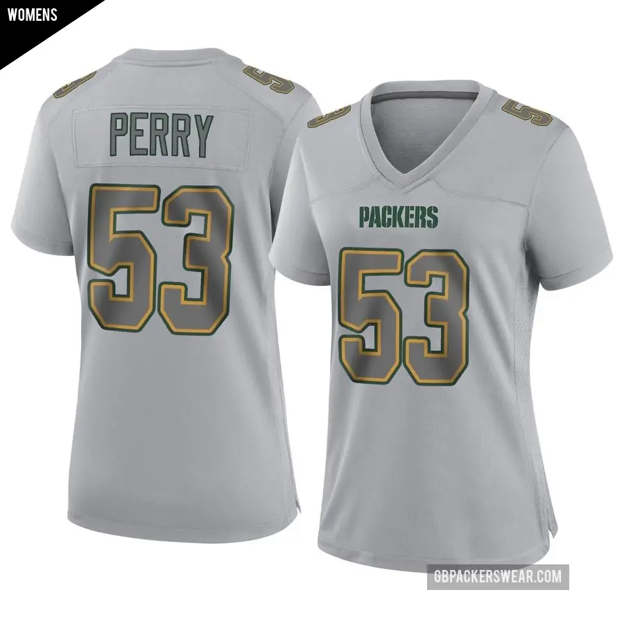 Women's Green Bay Packers ＃53 Nick Perry Gray Game Atmosphere Fashion Jersey