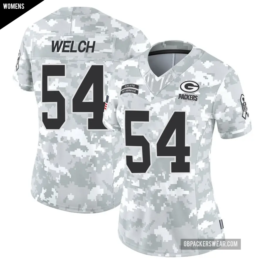 Women's Green Bay Packers ＃54 Kristian Welch Arctic Camo Limited 2024 Salute to Service Jersey