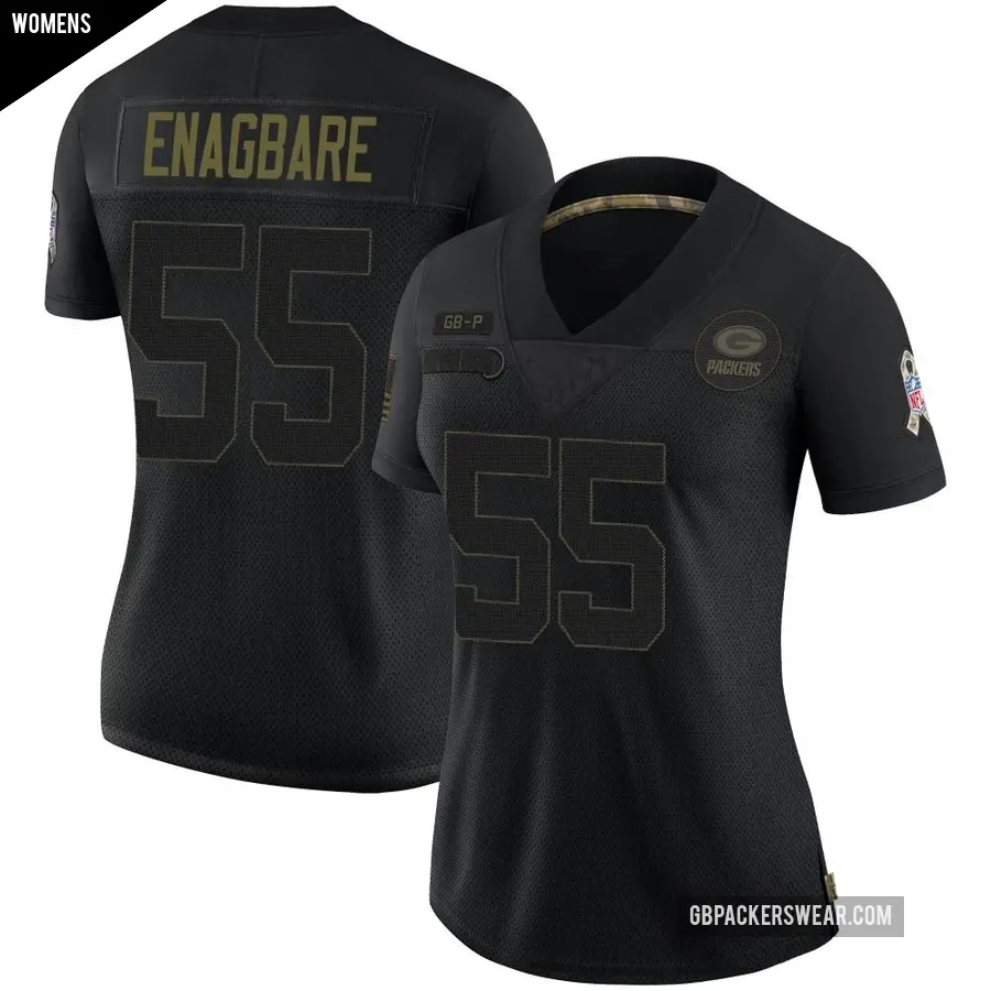 Women's Green Bay Packers ＃55 Kingsley Enagbare Black Limited 2020 Salute To Service Jersey