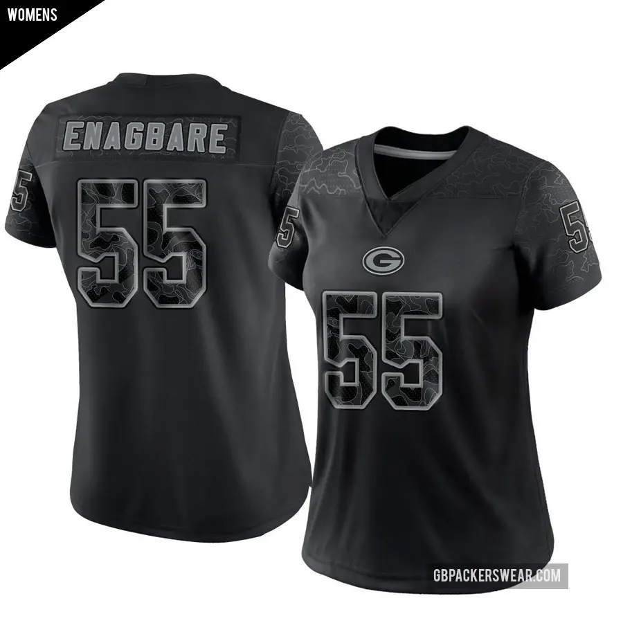 Women's Green Bay Packers ＃55 Kingsley Enagbare Black Limited Reflective Jersey