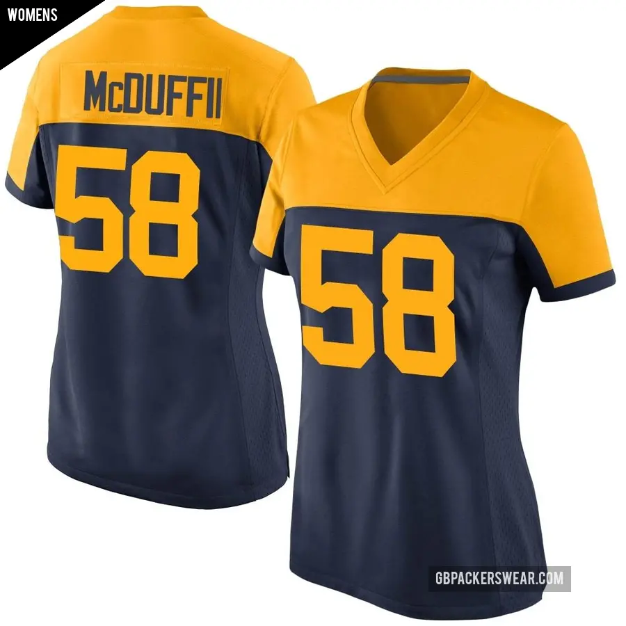 Women's Green Bay Packers ＃58 Isaiah McDuffie Navy Game Alternate Jersey