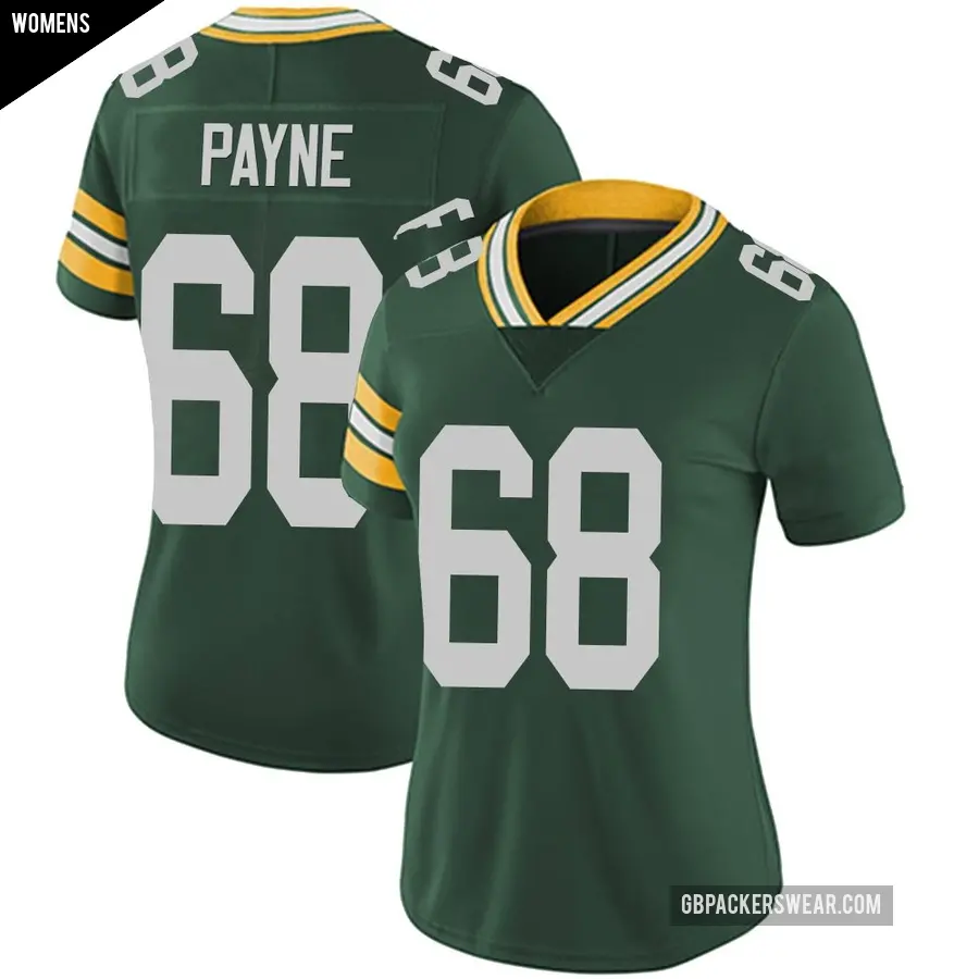 Women's Green Bay Packers ＃68 Leonard Payne Green Limited Team Color Vapor Untouchable Jersey