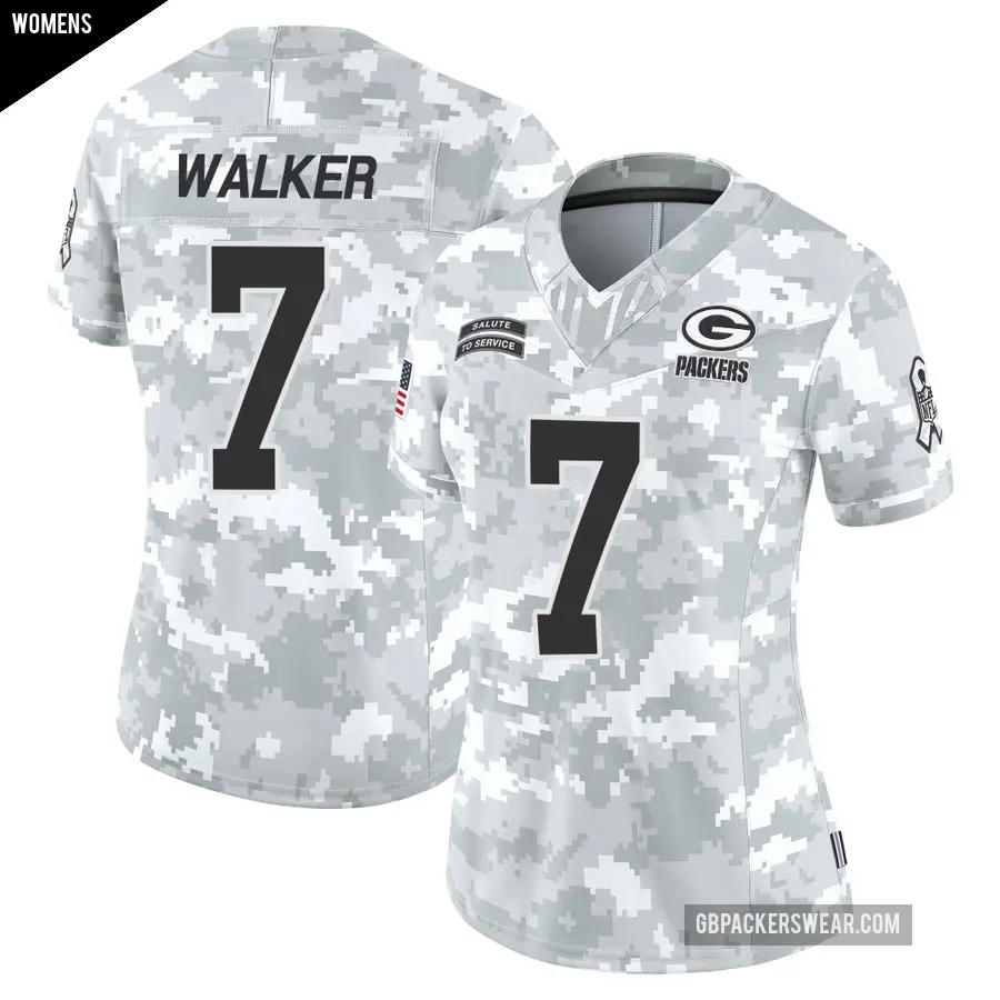 Women's Green Bay Packers ＃7 Quay Walker Arctic Camo Limited 2024 Salute to Service Jersey