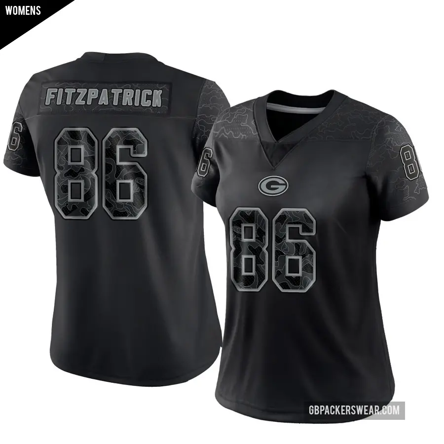 Women's Green Bay Packers ＃86 John FitzPatrick Black Limited Reflective Jersey