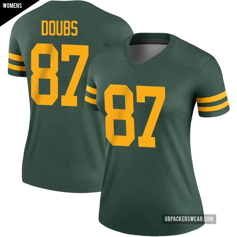 Women's Green Bay Packers ＃87 Romeo Doubs Green Legend Alternate Jersey