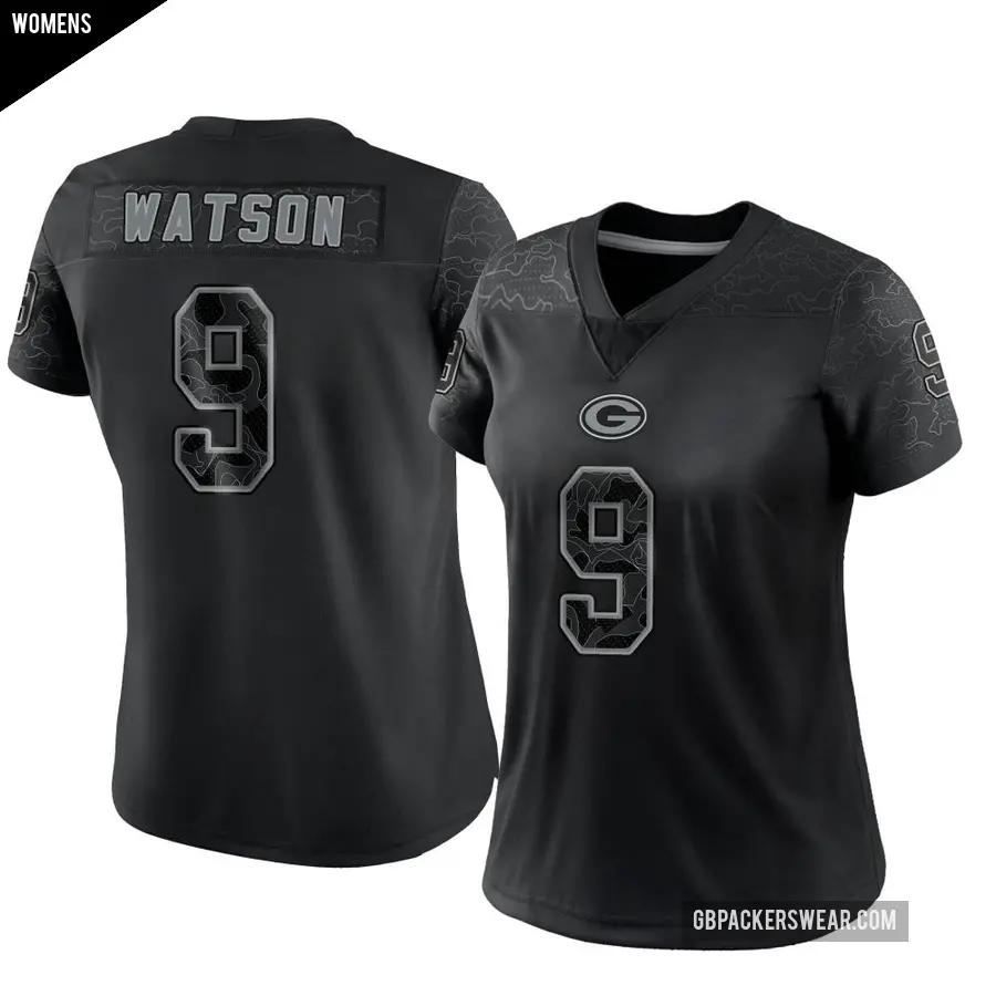 Women's Green Bay Packers ＃9 Christian Watson Black Limited Reflective Jersey
