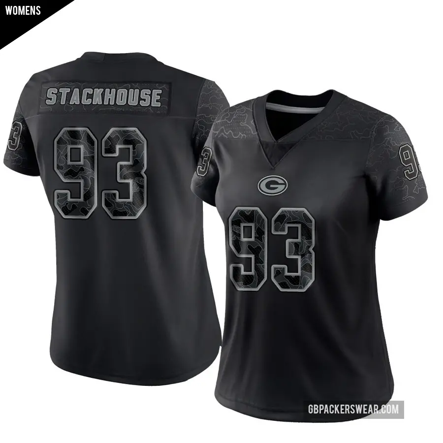 Women's Green Bay Packers ＃93 Nazir Stackhouse Black Limited Reflective Jersey