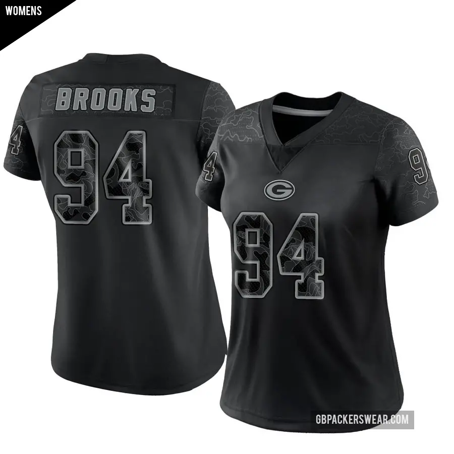 Women's Green Bay Packers ＃94 Karl Brooks Black Limited Reflective Jersey