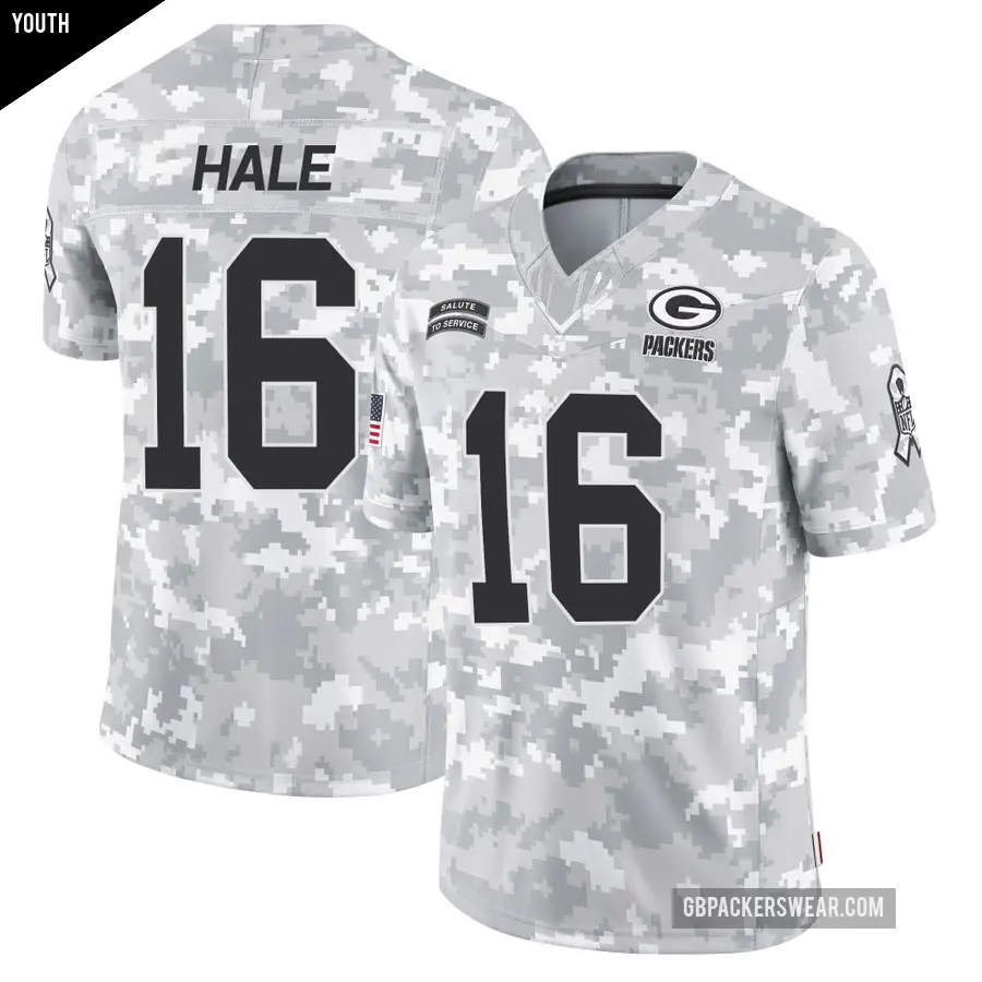 Youth Green Bay Packers ＃16 Alex Hale Arctic Camo Limited 2024 Salute to Service Jersey