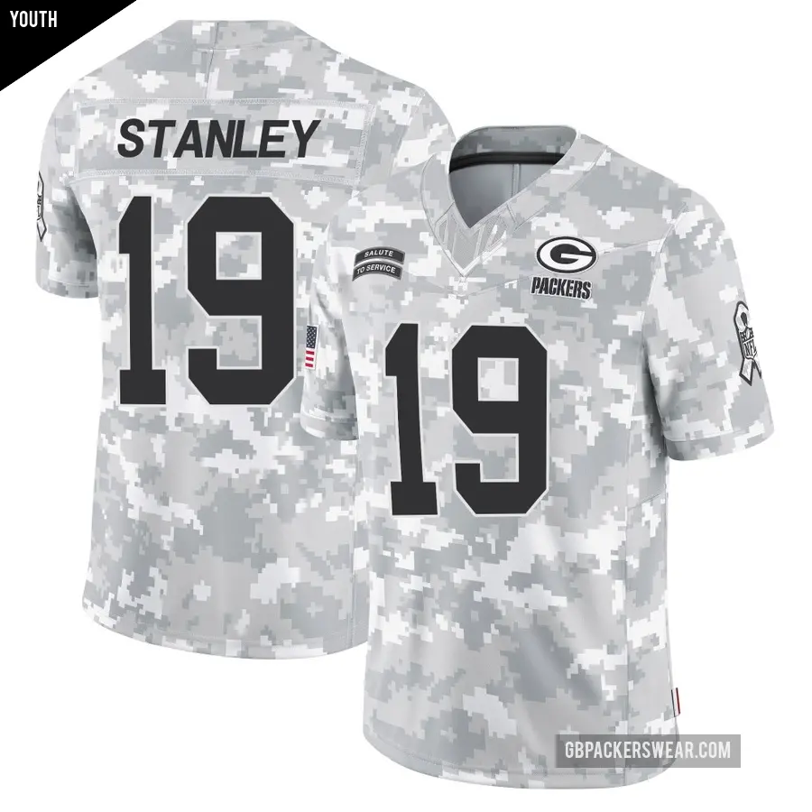 Youth Green Bay Packers ＃19 Dimitri Stanley Arctic Camo Limited 2024 Salute to Service Jersey